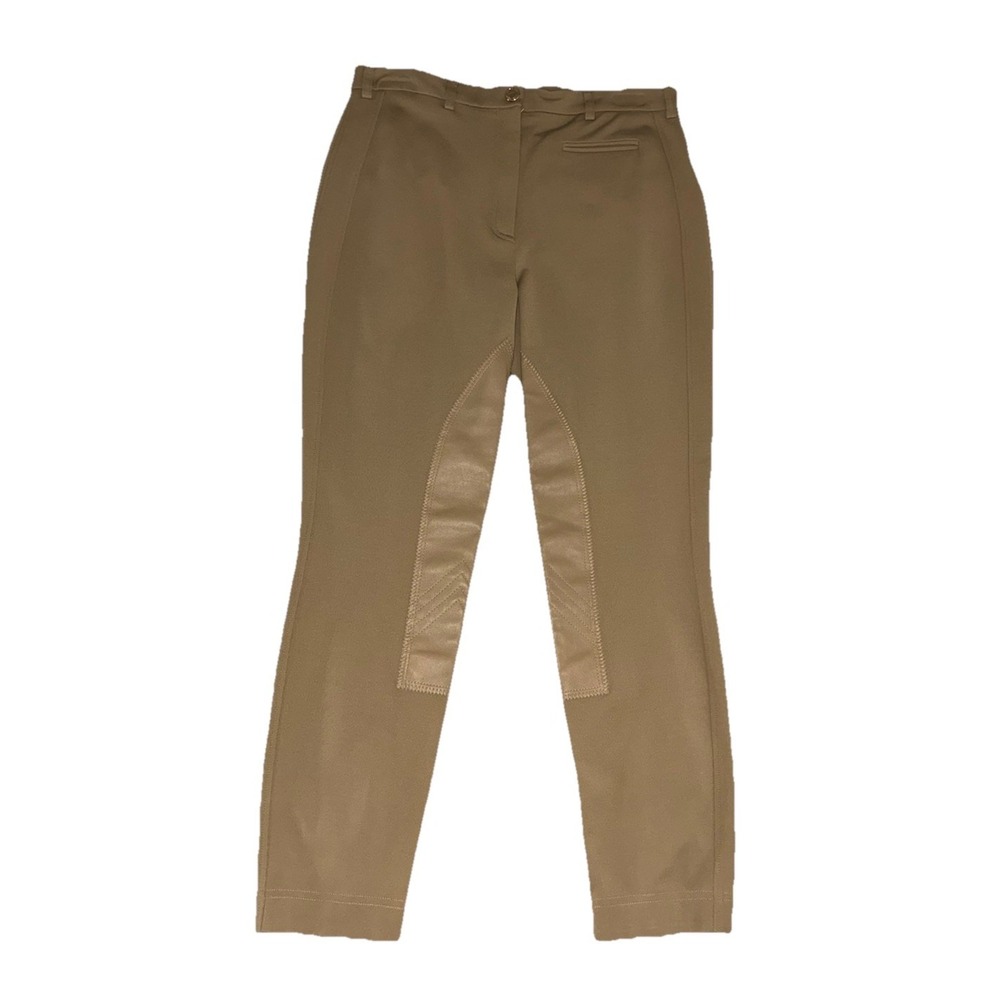 Burberry Equestrian Pants Women's 10 Honey Beige Breeches Lamb Leather Panel NEW